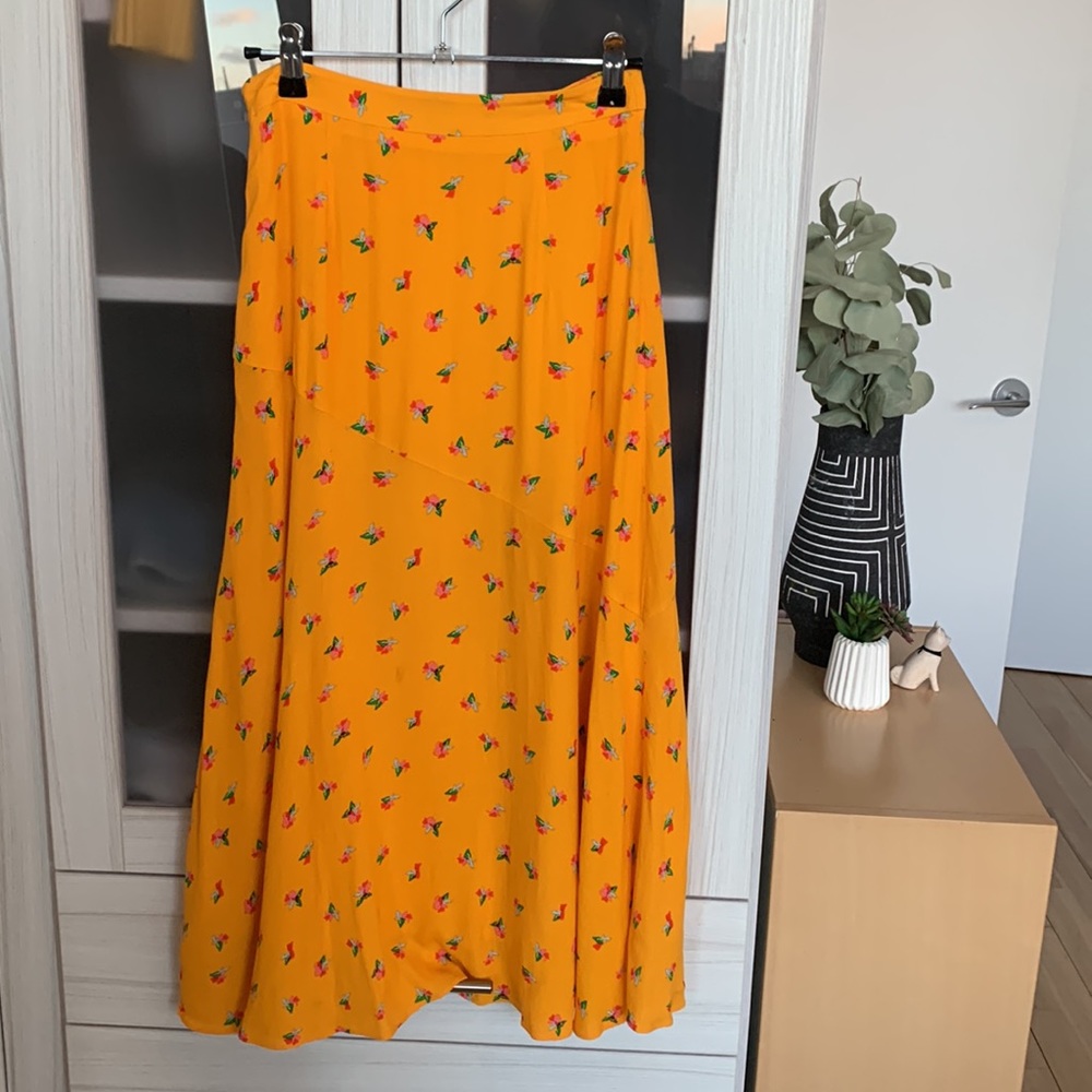 & Other Stories Yellow Floral Midi Skirt